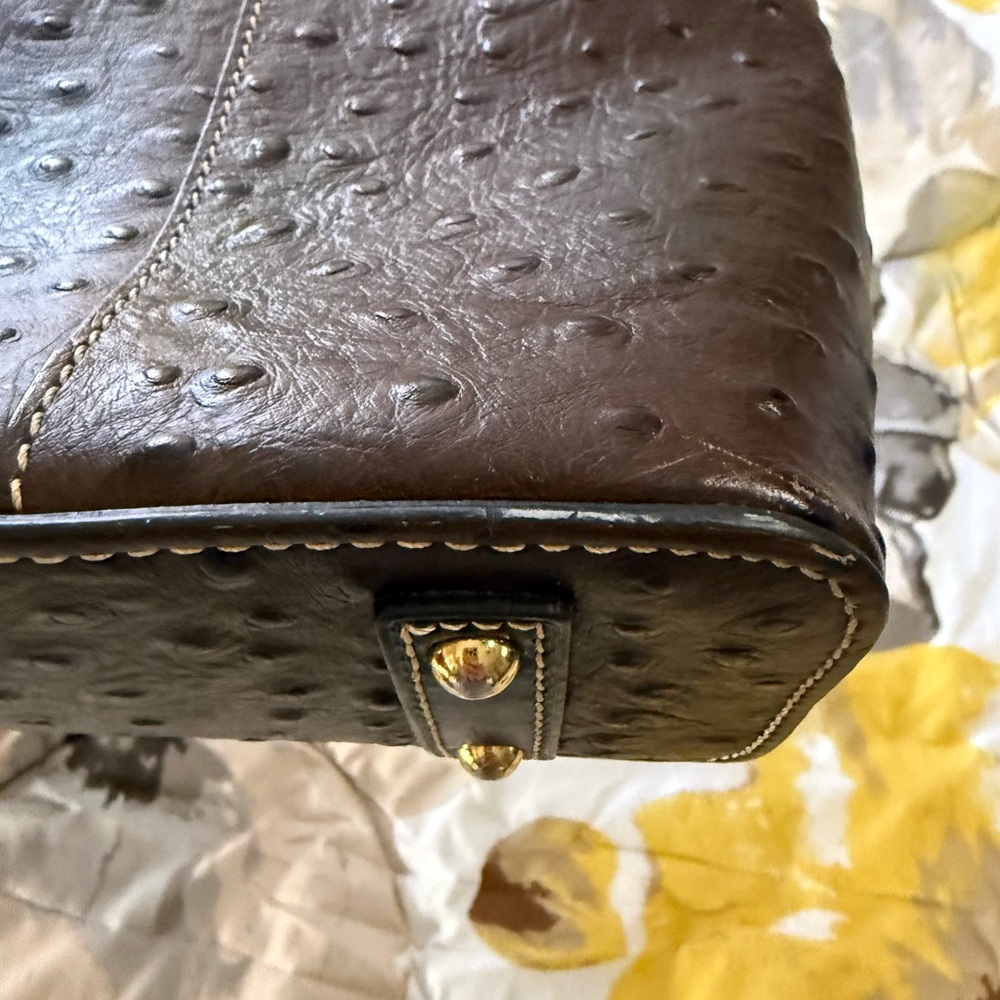 Dooney & Bourke Dark Brown Ostrich Leather Shoulder Bag - Picture 13 of 16